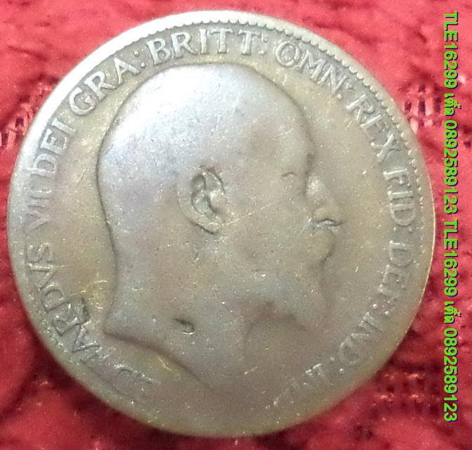 ENX00387 เหรียญ Edward VII farthing value เนื้อทองแดง พร้อมส่งems