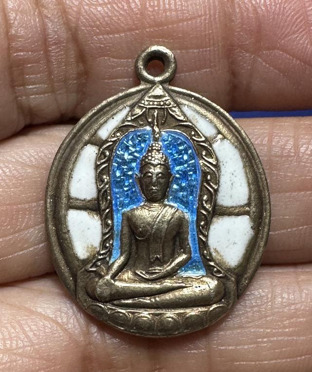 เหรียญเงินลงยา กะหลั่ยทอง ล.พ.วัดเขาตะเครา  ปี2501